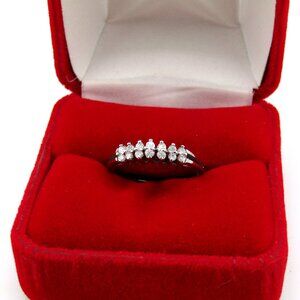 Natural Diamond Pyramid Style Anniversary Ring 10k White Gold Sz 6 Genuine Real